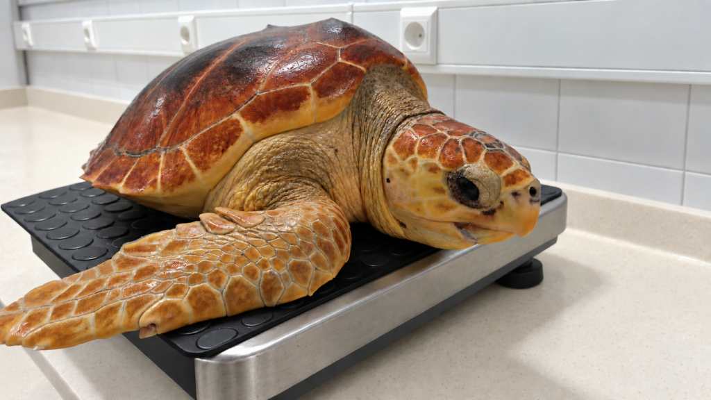 Medina, tortuga boba en peso en Aquarium Costa de Almería